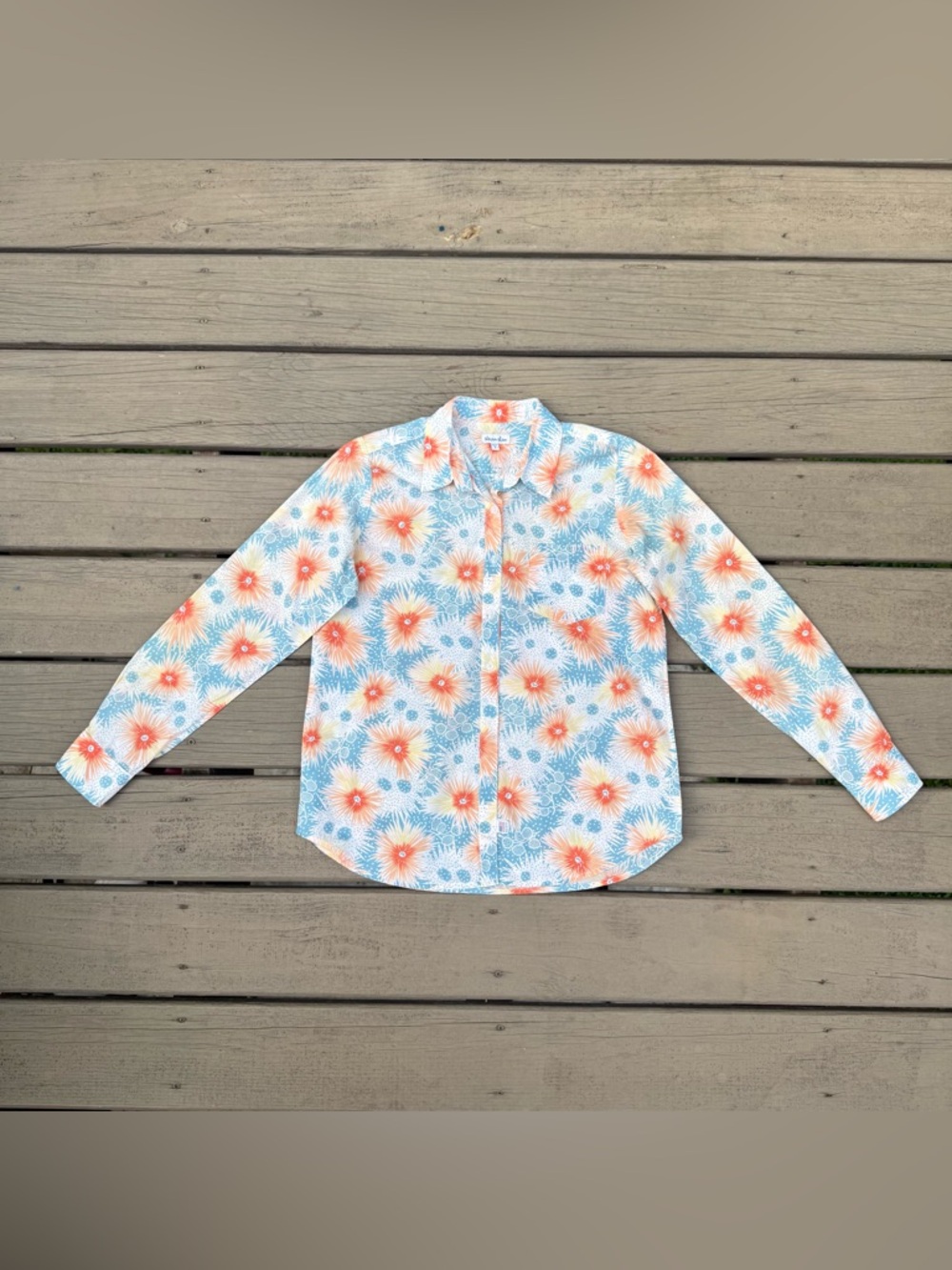 Steven Alan Button Down Short Sleeve Floral Shirt size S Made In USA